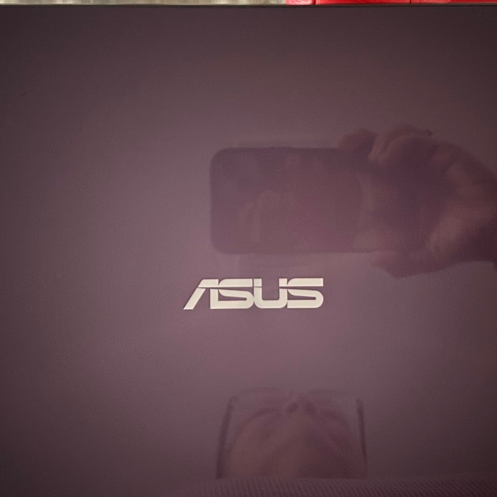 ASUS  Laptop monitors Black Textured Laptop Cover with Silver Labels and cables.